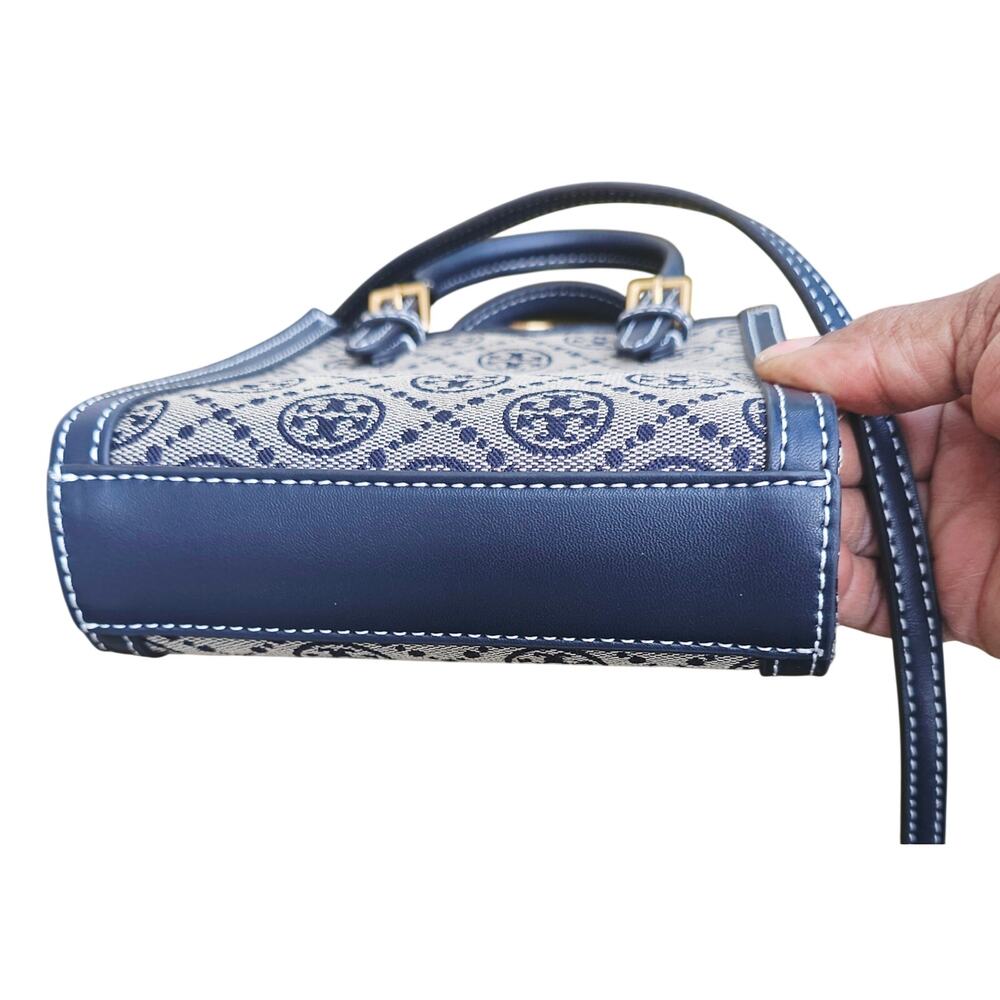 Tory Burch Mini T Monogram Jacquard N/S Tote – Tory Navy NWT - Picture 5 of 8